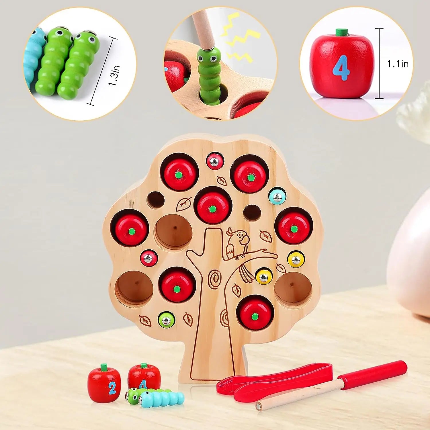 Magnetic Worms Apple Learning Game