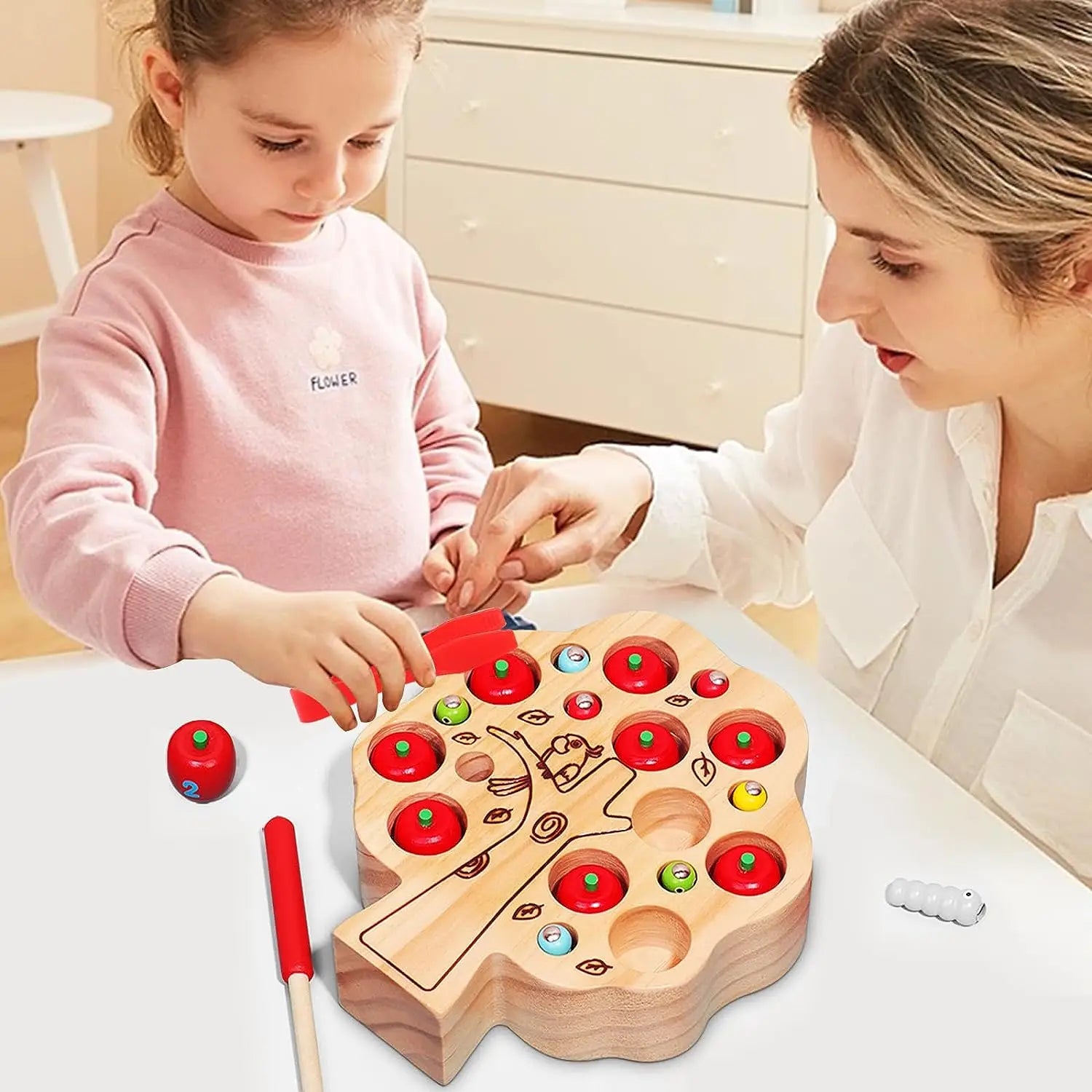 Magnetic Worms Apple Learning Game